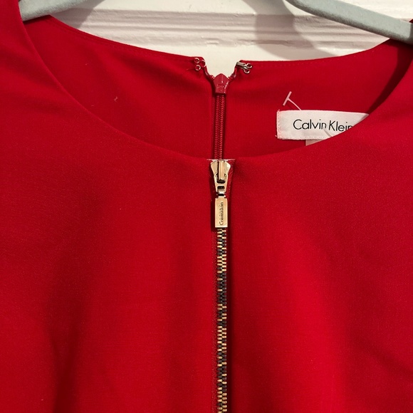 NWOT Calvin Klein Red Sheath Dress with Gold Zippers - Picture 4 of 5